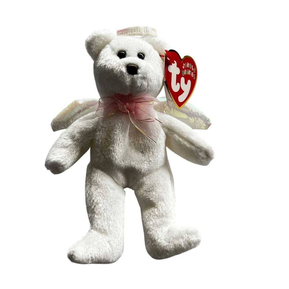 Ty Jingle Beanies Halo White Angel Bear Plush Christmas Ornament 2001